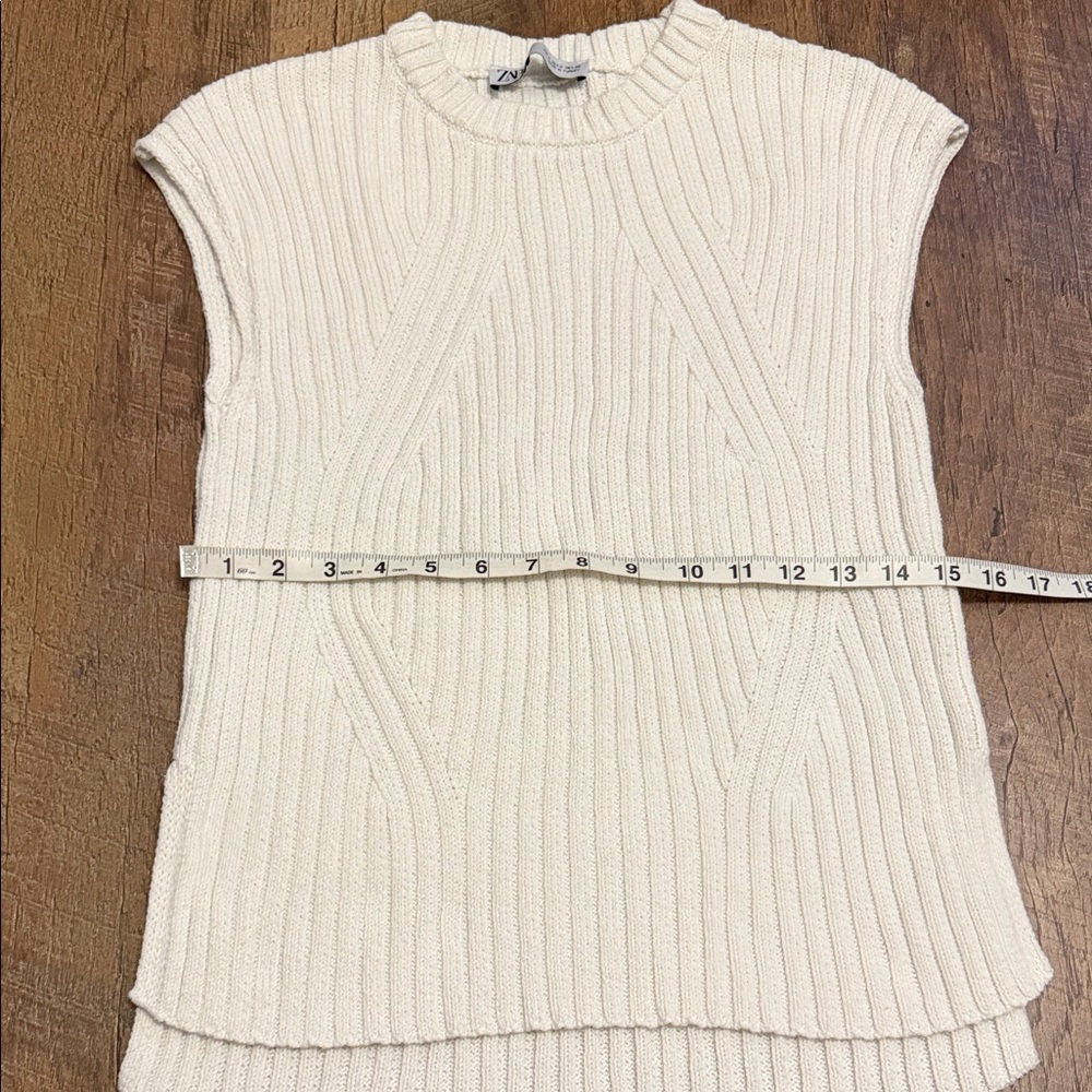 Zara Cream Ribbed Knit Tank Top - Picture 3 of 7